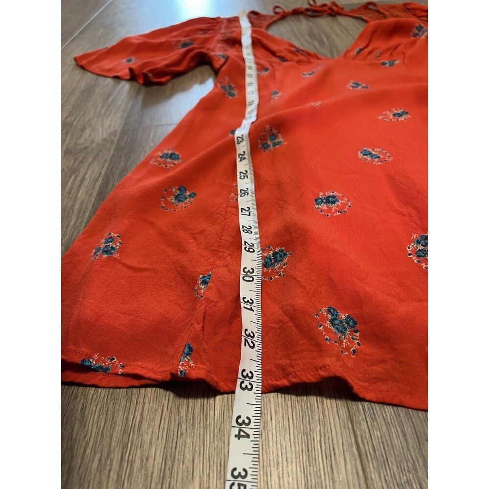 Free People Mockingbird Dress 6 Backless Mini Orange Red Lace Flirty Floral Boho - Picture 11 of 16